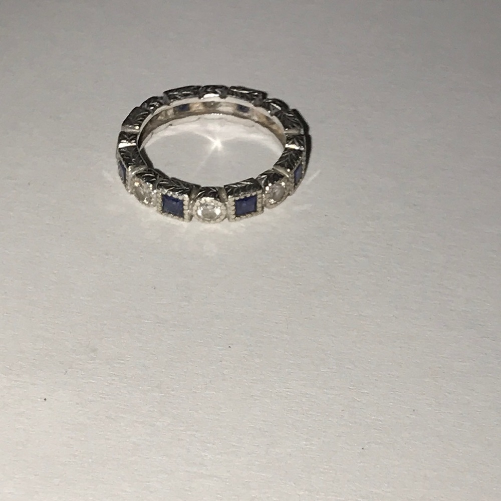 Sterling silver and diamonique sapphire ring